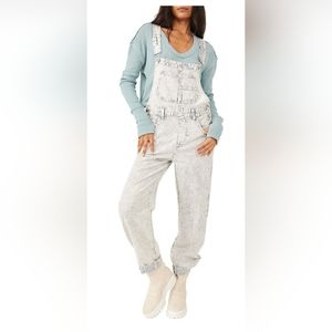 Brand New Free People Ziggy Railroad Stripe Overalls Size M